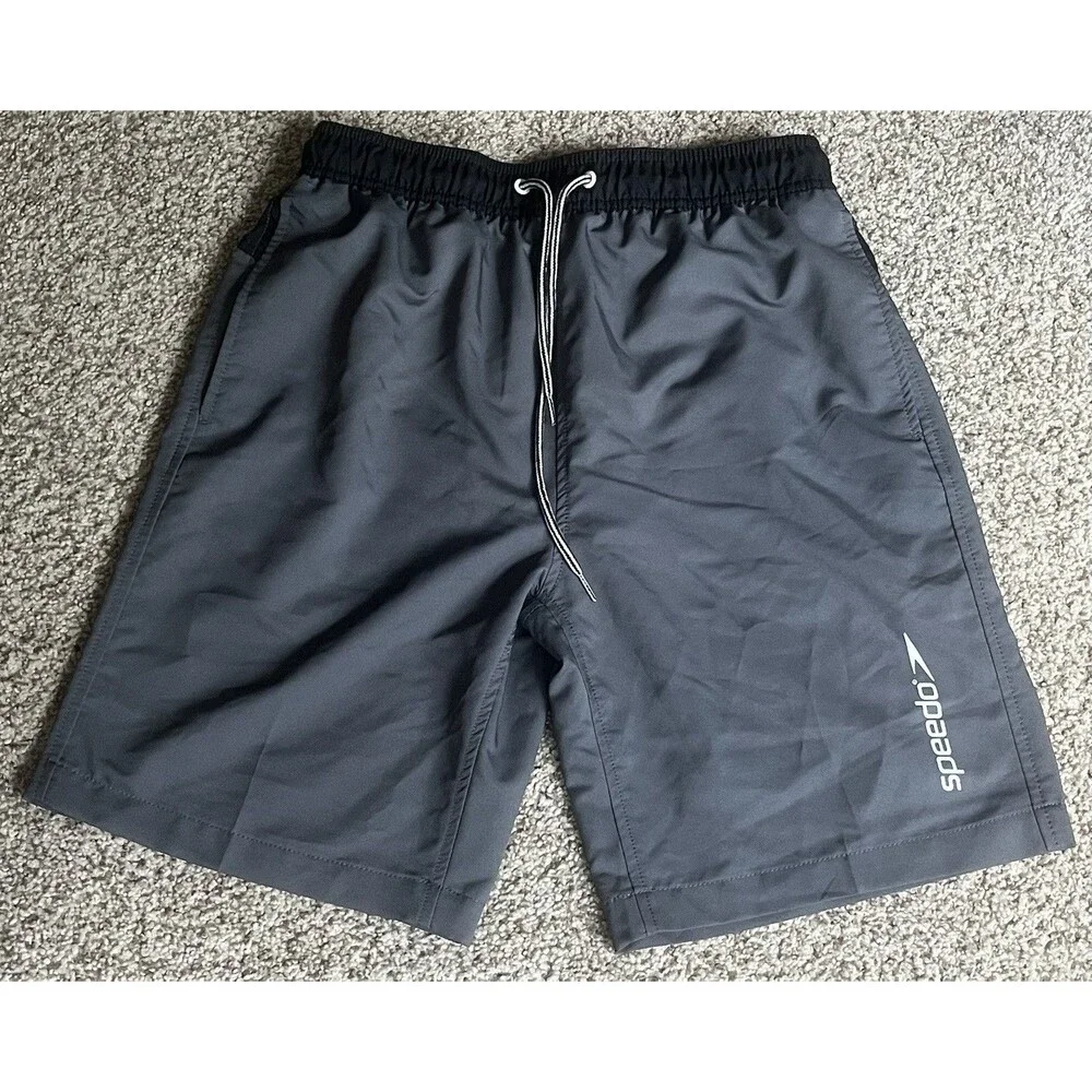 Men's Speedo Gray Swim Trunks, Size Medium